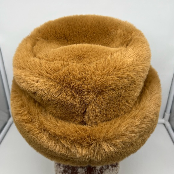 NEW ZARA Brown Faux Fur Oversized Bucket Hat sz S - Picture 4 of 6